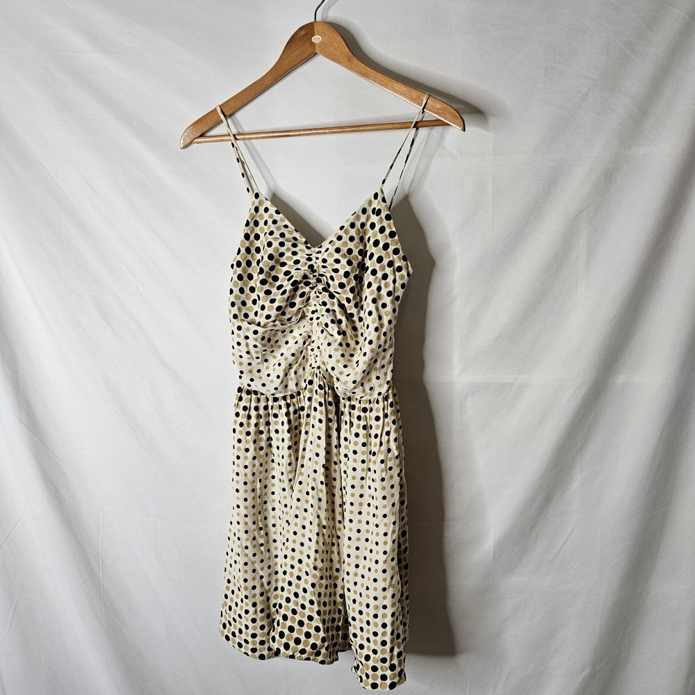 Parker 100% Silk Neutral Polka-dot‎ Dress sz S